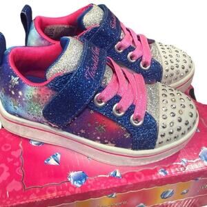 Skechers Twinkle Toes Sparkle Galaxy Light Up Sneakers Toddler Sz. 7 EUC w/ Box